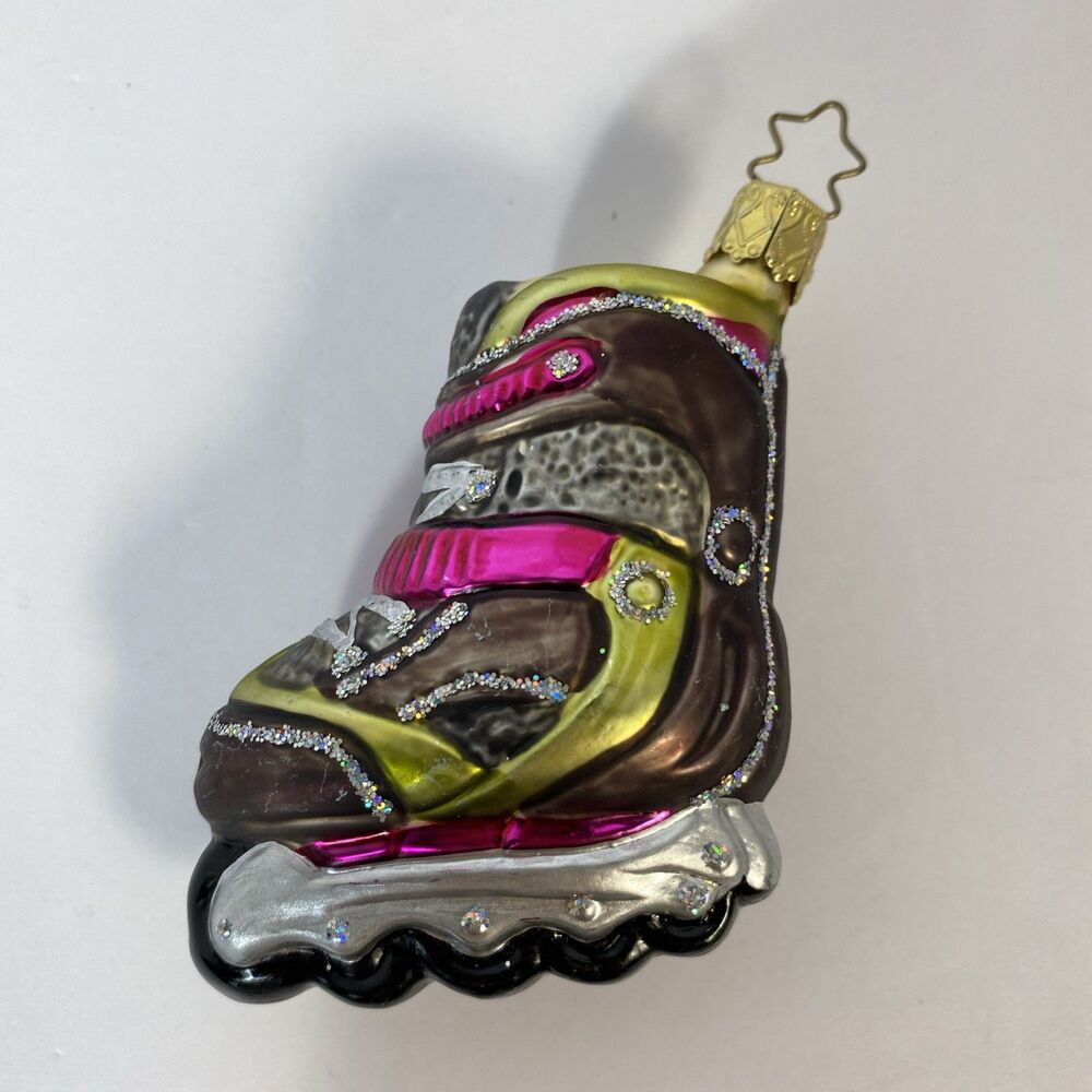 Inge Glas Germany Y2K Era Inline Skate Blown Glass Christmas Ornament